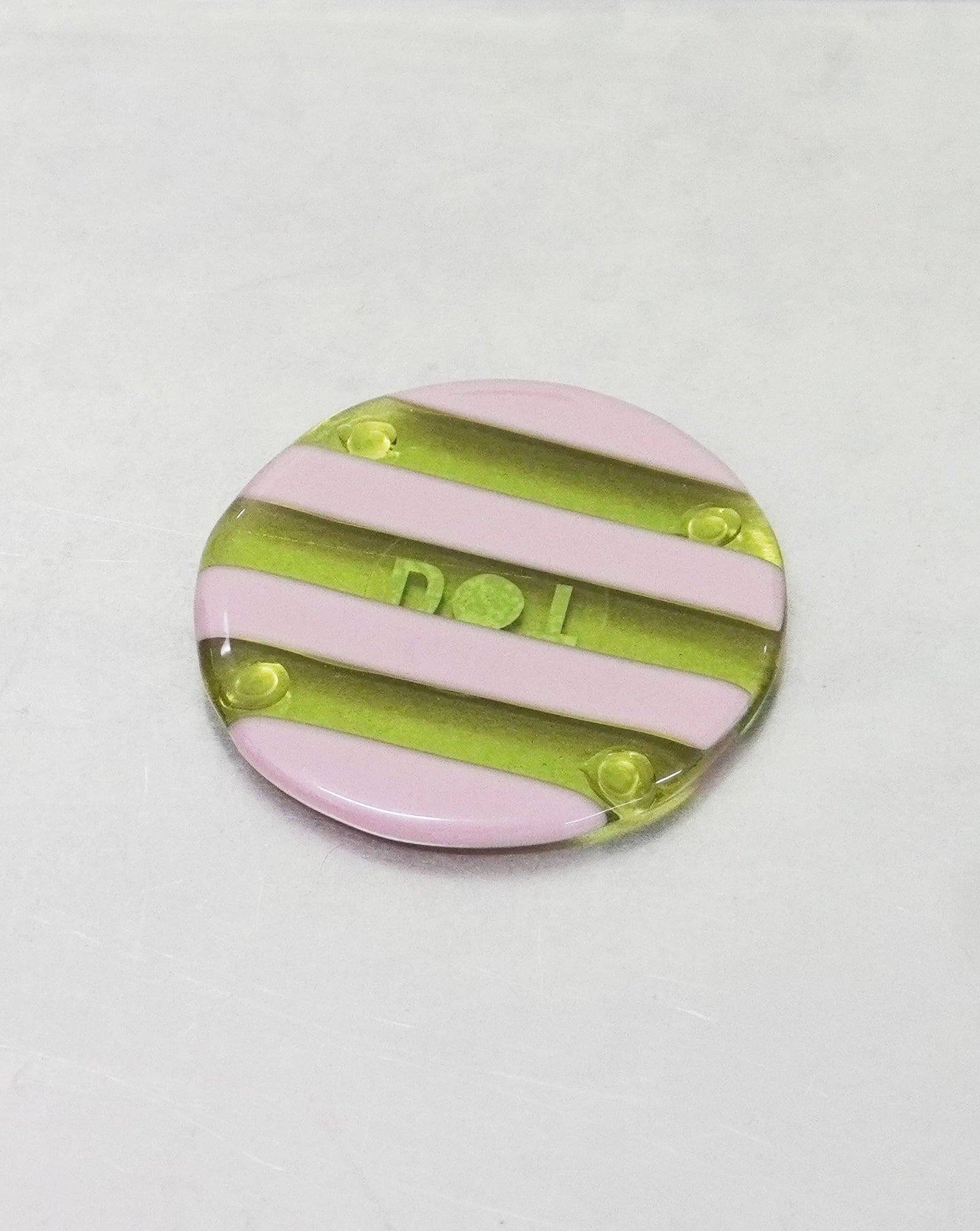 Dot - Lavender/ Lime Stripe Glass Coaster